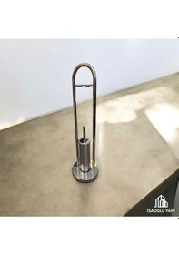 Resim İsaoğlu Yapı Ayaklı Tuvalet Kağıtlığı Ve Fırça Banyo Seti Paslanmaz Materyal Tuvalet Kağıtlık Gri 