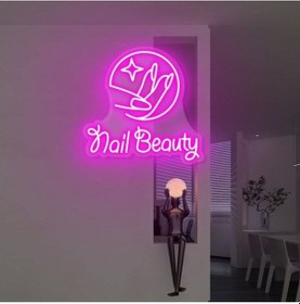 Resim Nail Beauty Yazılı Ve Tırnak Şekilli Neon Tabela Pembe 