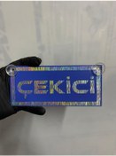 Resim Mavi Renk Üzeri Hologram Renk Çekici Yazılı Vantuzlu Cam Süsü 