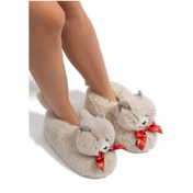 Resim Sisi Kadın Hayvanlı Panduf Gri 36/41 Gri 