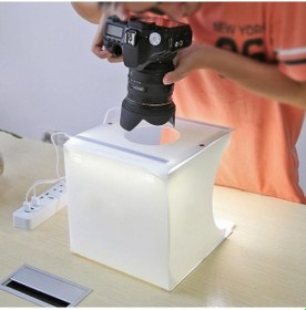 Resim Triline 40 x 40 CM Profesyonel Stüdyo Led Işıklı Çift Sıra Ürün Fotoğraf Çekim Çadırı 