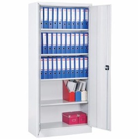 Resim Tam Boy Açık Gri Dosya Dolabı Metal 198Cm (Klasör Dolabı) 