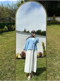 Resim SAMSA önü bağlamalı 2 bağcıklı kimono gömlek modern tesettür şık yeni sezon etek üstü kimono 