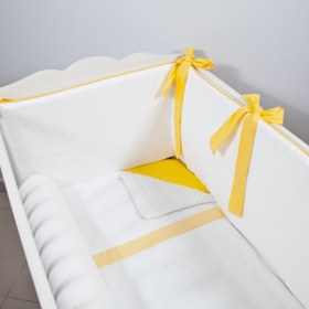 Resim Ekru - Sarı Bebek Uyku Seti - Sosis Bumper / 80x130 