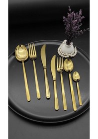 Resim Lilyum 36 Parça Titanyum Gold Çatal Kaşık Bıçak Seti Gold 
