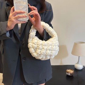 Resim Kadınlar için Bulut Pofu Top Saplı Çanta, Düz Renkli Polyester, Mini Omuz Çantası, Fermuarlı Kapatma ve Polyester Astarlı, Özel Günlere Hazır, Guangzhou Üretimi 