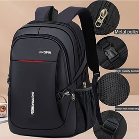 Resim JINGPIN Kadınlar Rahat Sırt Çantası - Ayarlanabilir Askılar, Çoklu Cep, Dayanıklı Naylon ve Polyester Astar, Siyah Kırmızı Detaylarla - Seyahat, İş, Seyahat Sırt Çantası için İdeal, Güvenli Snap Kapatma 
