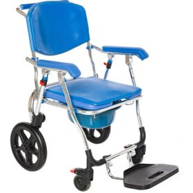 Resim Römer R402 Mavi Tekerlekli Banyo Tuvalet Sandalyesi 