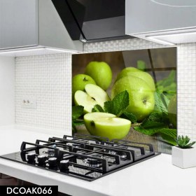 Resim Olinpa Cam Ocak Arkası Koruyucu | Yeşil Elma Desenli 