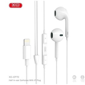Resim Xo Ep70 Apple Uyumlu iPhone Mikrofonlu Kulak İçi Kulaklık - Ses Kontrollü Beyaz Kablolu Kulaklık Şeffaf 