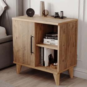 Resim Reyo Home Enda Kommen Tek Kapaklı 2 Bölmeli Komodin Atlantik Çam 