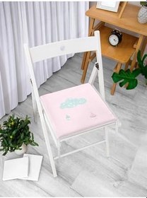 Resim RealHomes Pembe Zemin Mavi Bulut Desenli Özel Tasarımlı Dijital Baskılı Modern Fermuarlı Sandalye Minderi 