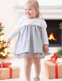 Resim Cantoy Kız Bebek Güpür Detaylı Simli Eteği Tüllü Elbise-15117 Gri 