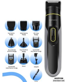 Resim Çok Fonksiyonlu Erkek Bakım Seti, 17 Kademeli, 10'lu, Siyah 