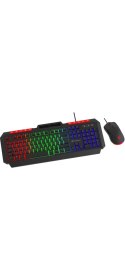 Resim Gamebooster Knight KM-11B Rainbow Aydınlatmalı Kablolu Oyuncu Klavye & Rgb Mouse Set - Siyah 