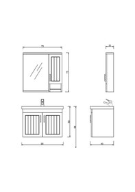 Resim Turkuaz Seramik Frame Etajerli Lavabo 80 x 45 CM Ve Lotus 80 Alt Modülü 