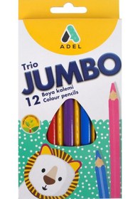 Resim Adel Jumbo Trio 12 Renk Üçgen Gövde Kuru Boya Kalemi 