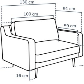Resim Normod Klem Slim Loveseat Ahşap Ayak - Kadife 