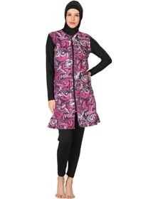 Resim Fantasy 3064 Bayan Tam Kapalı Paraşüt Kumaş Tesettür Mayo Pembe 
