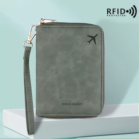 Resim Çekme İpi ile Büyük Kapasiteli RFID Hırsızlık Önleyici Pasaport Çantası, Pasaportlar, Uçak Biletleri, Banka Kartları ve Seyahat Gereçlerini Saklayabilir 