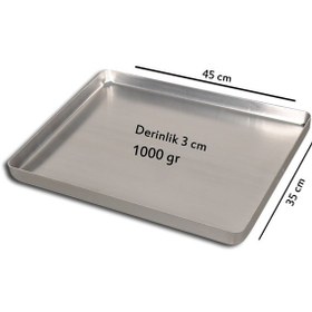 Resim Alüminyum Baklava Tepsisi 35x45x3 Cm 1000 Gr Gri 