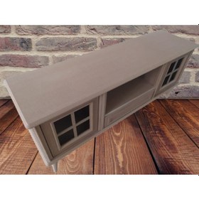 Resim Tv Sehpası Windovs Nakış Model Kayın Torna Torna Retro Ayak Ham Renk 150 Cm El Yapım 