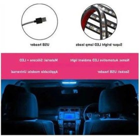 Resim Trendooze Turcoshop11 Araba Led Şerit Işığı 24 Led Neon Usb Portlu İç Aydınlatma Buz Mavisi 