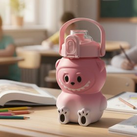 Resim Mefa Mutfak Labubu Kilitli Kapaklı Pipetli Matara – Taşınabilir Kulplu Su Şişesi – BPA İçermez - 1000 ml/PEMBE 