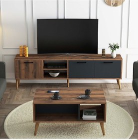 Resim Set 1581-2070 Exxen 180 Cm Tv Ünitesi + Exxen Orta Sehpa - Hat-antrasit Rengi 