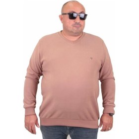 Resim Starbattal Büyük Beden Selanik V Yaka Classic Sweat 23201 S.Kahve-S.Kahve Sütlü Kahverengi 