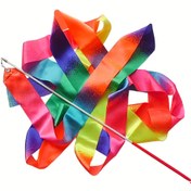 Resim 1 Adet Gradyan Jimnastik Kurdele ve Çubuk - 2m/4m (78.74in/157.48in) Kırmızı/Mavi/Sarı Renk Seçenekleri - Ritmik Jimnastik, Dans Performansları, Cheerleading ve Baton Döndürme için Profesyonel Kalite Kurdele - Jimnastikçiler ve Performans Sanatçıları ile Uyumlu 