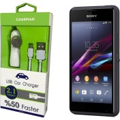 Resim Case Man Sony Xperia E1 Araç Şarj Cihazı Adaptör + Data Kablosu Hızlı Şarj Özellikli 