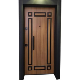 Resim Tezdoor Statik Siyah Renk Kasalı Kabartmalı Desenli Model Daire Kapısı, Çelik Kapı, Villa Kapısı 