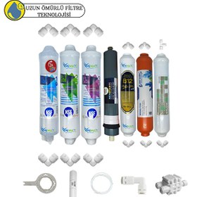 Resim Pemax Water Solutions Kapalı Kasa Su Arıtma İçin Uygun Sertifikalı 7'li Platinum Mebran purefer-B12 Alkali-Mineral Set 