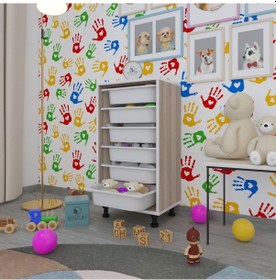 Resim Kenzlife Sepetli Mutfak Dolabı Ruberu Crd 086x45x30 Banyo Oyuncak Çamaşır Beyaz 6 Lı Sepet 