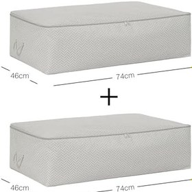 Resim Ocean Home Textile 2'li Mega Boy Gri Balıksırtı Baza Altı Hurç Set 74 x 46 x 22 cm 