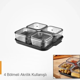 Resim Ttta 4 Bölmeli Akrilik Kullanışlı Sızdırmaz Kapaklı Tepsili Kahvaltılık Seti - Pratik Mutfak Ürünü 