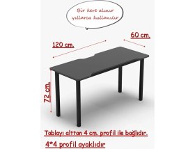 Resim RetoDesign 120 Antrasit Oyun Çalışma Masası Gaming Masa Ofis Masası 9120- 