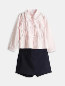 Resim LC Waikiki LCW Kids Pembe Poplin Kız Çocuk Gömlek ve Şort 2'li 