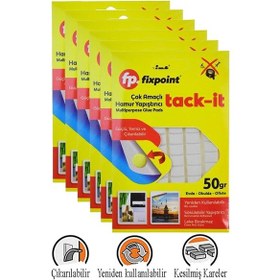 Resim Hamur Yapıştırıcı Tack-it 50gr 6 Paket Fixpoint 65 Parça Macun Sakız Yapıştırıcı Takıt Çerçeve Afiş Duvar İz Bırakmaz 