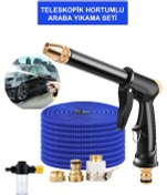 Resim Araba Balkon Bahçe Yıkama Ayarlanabilir Başlıklı Hortumu Full Set 