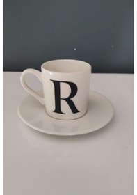 Resim Decorıum Kum R Harfli Kahve Fincanı Beyaz 