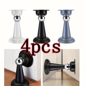 Resim 4'lü Paket Ultra Güçlü Manyetik Kapı Durdurucu - Parlak Paslanmaz Çelik, Yapışkanlı Duvar & Zemin Montajı, Çok Renkli Metal Kapı Durdurucular 