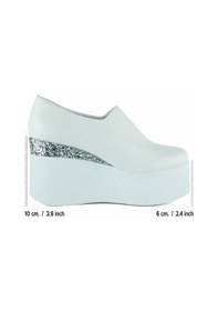Resim Erkan Saçmacı Lumi Beyaz Vegan Yuvarlak Burun Taşlı Gizli Dolgu Topuklu Günlük Ayakkabı Beyaz 