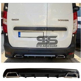 Resim Dacia Dokker Difüzör Arka Tampon Eki 2 Egzoz Çıkışlı Siyah Lüx Ti 