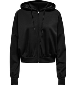 Resim ONLALINA LIFE L/S ZIP HOO Siyah Kadın Fermuarlı Sweatshirt 