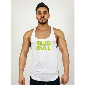 Resim Beyaz Erkek Regular Fit -Fitness Bull- Baskılı Sporcu Atlet 