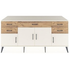 Resim Kronos Konsol Tek Raflı 5 Çekmeceli 4 Kapaklı 176x59x83 Aytaşı-aytaşı/çam Aytaşı/çam 