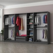 Resim Minar Kale 7 Bölmeli 2 Çekmeceli Giyinme Dolabı Antrasit 190CM 