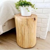 Resim Özçelik Lambiri Özçelikkereste Ahşap Kütük Yan Sehpa 25 Cm Genişlik 